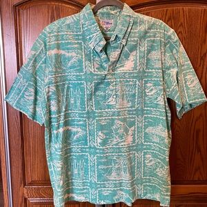 Vintage Reyn Spooner Men Shirt Surf Sailing Ski Reverse Print